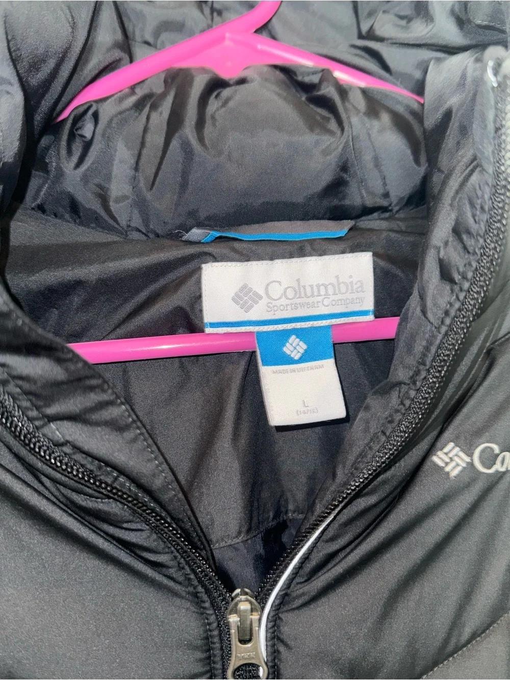 Columbia Katelyn Crest Girls Puffer Jacket Black Size L 14/16 Hooded